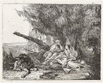 GIOVANNI D. TIEPOLO Three etchings from Fuga in Egitto.